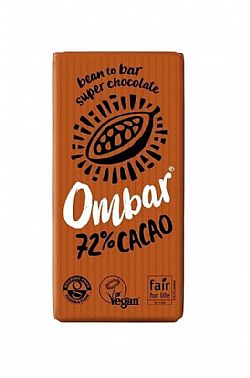 Βιολογική Ακατέργαστη Μαύρη Σοκολάτα Με 72% Κακάο 35γρ OMBAR