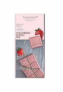 Βιολογική Λευκή σοκολάτα με Φράουλες, Τραγανούς Κόκκους Κινόα 70gr BENJAMISSIMO 