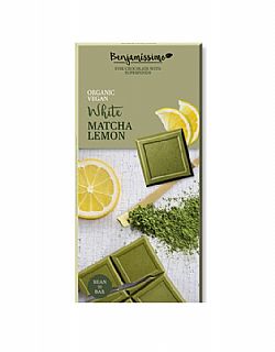 Βιολογική Λευκή σοκολάτα με Matcha και άρωμα λεμονιού 70gr BENJAMISSIMO 