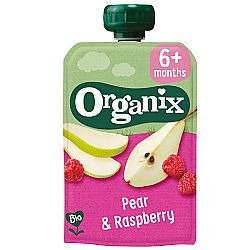 Βιολογικός Φρουτοπολτός Αχλάδι - Σμέουρο +6μ 100γρ ORGANIX