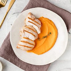 Φιλέτο γαλοπούλας με πουρέ γλυκοπατάτας WORTHEAT