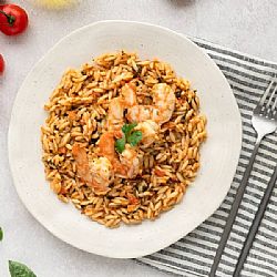 Κριθαρότο με γαρίδες WORTHEAT